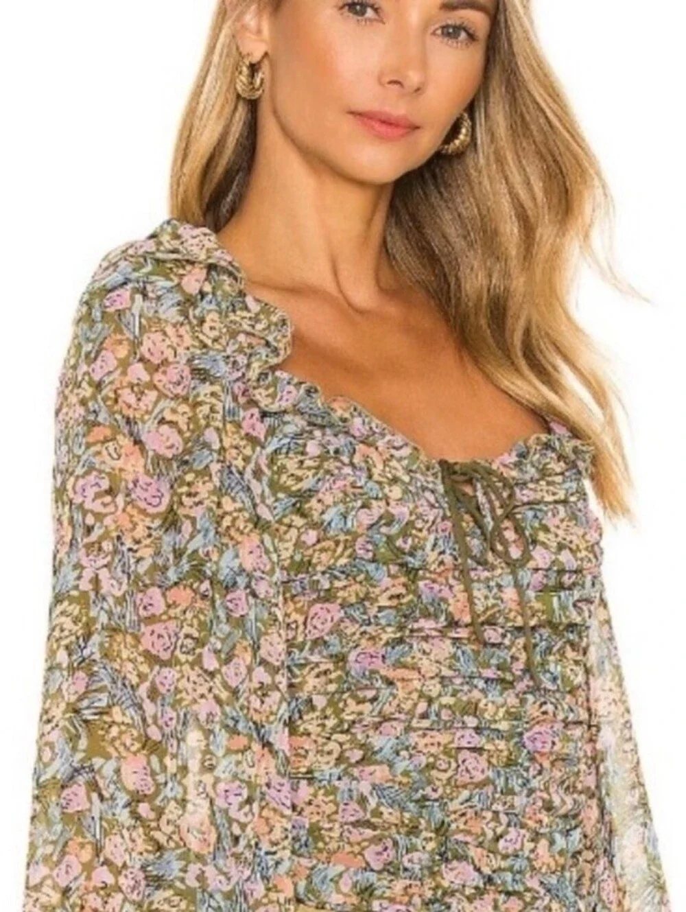 Free People Mabel Printed Blouse in Garden Combo Size L